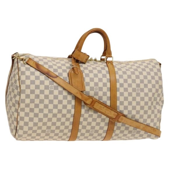 LOUIS VUITTON Damier Azur Keepall Bandouliere 55 Boston Bag N41429 Auth 130330 - Picture 1 of 16